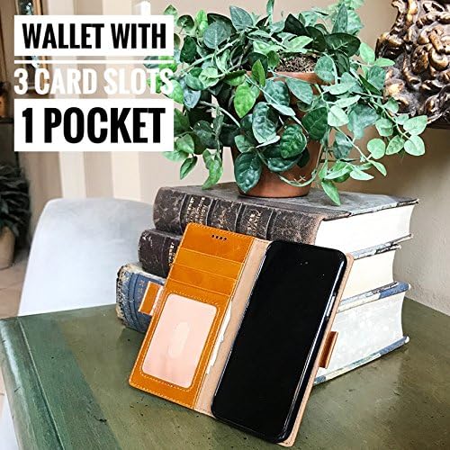 An iPhone 16 Pro folio case open to reveal a built-in wallet with 1 ID card slot, 2 card slots, and 1 cash pocket.