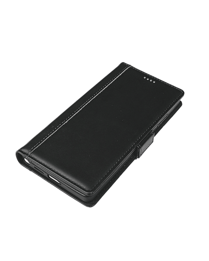 a close up shot of the front of the samsung galaxy s25 ultra leather wallet case
